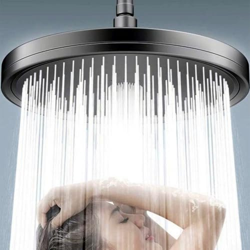 Grand pommeau de douche à effet pluie, 6 modes, pommeau de douche haute pression, grand débit, doux et confortable, pommeau de douche à grand panneau (noir)