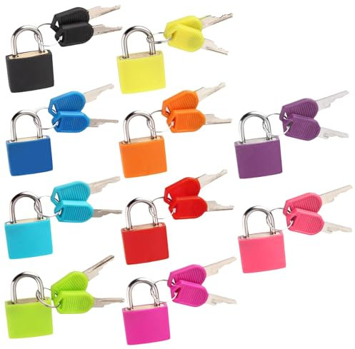 TOOINKCV 10 STK Mini Kofferschloss mit Schlüssel, Klein Vorhängeschloss mit Schlüssel, Koffer Schlösser, Kofferschlösser, 10 Farben Bunt Mini Gepäckschloss, Gepäckschlösser für Reisekoffer