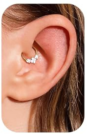 BodyBonita 16G Piercing Septum Acero Inoxidable 316L con Circonia Cúbica Piercings Nariz Aro Piercing Helix Tragus Hombre Mujer Daith Rook Oreja Pendientes Aros Dorados 14K 10mm Lustrous Beam