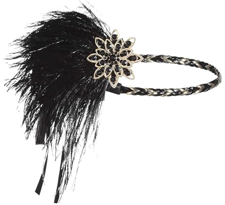 1920s Damen Stirnband 20er Jahre Accessoires Kopfschmuck Flapper Feder Haarband Gatsby Kostüm Accessoires für Karneval Konzert