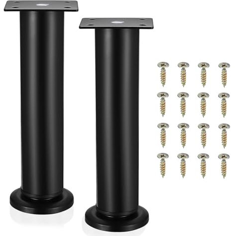 SHACHENH 2 Pieds de Meubles Réglables, Pieds Ajustables pour Meubles Noirs, 18-30 cm Pieds en Métal pour Armoire, Pieds de Table, Pieds de Lit, Pieds de Canapé, Pieds de Support pour Meubles de Salon