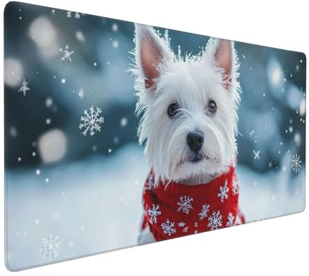 Gaming Mauspad XXL Weihnachten Mousepad 1000x500x4mm Schnee Verlängertes Mauspad Schreibtischauflage,Genähte Kanten Mauspad,Verbessert Präzision Geschwindigkeit Wasserdicht Geeignet für Büro,Spiele