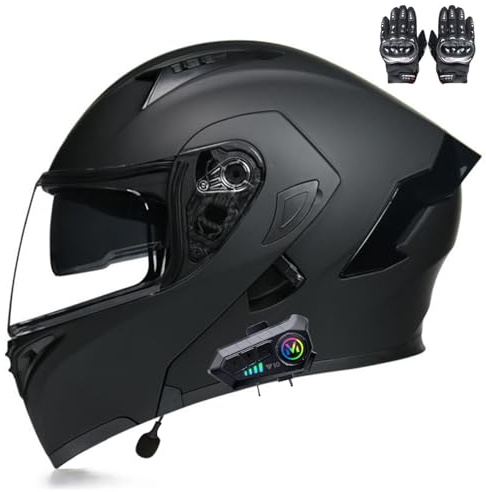 Beyswage Motorradhelm Klapphelme Integralhelm klappbar mit Bluetooth Doppelvisier, Herausnehmbares Futter, ECE-Zertifizierter Motorbike Helmets für Erwachsene Herren Damen M-XXL(55-62CM)
