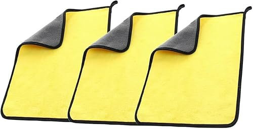 ZESLIV Juego de 3 paños de microfibra para coche, absorbentes y suaves, 40 x 40 cm, 500 g/m², paño de microfibra para el cuidado del coche, paños secos de microfibra para coche, paños de pulido