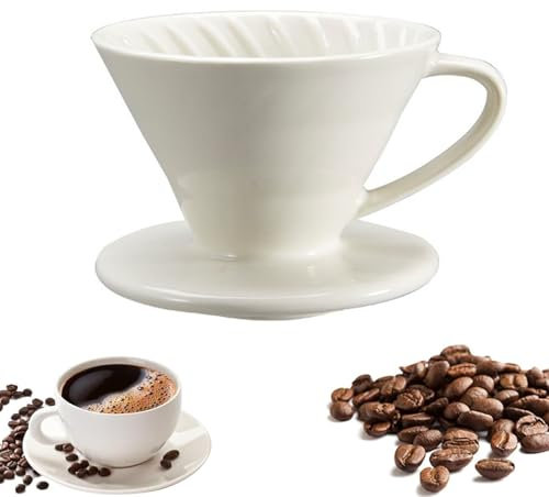 Filtros Cafe, Filtro de Café Permanente, Colador de Cafe, Filtros Permanentes Para Café Con Soporte Extraíble, Filtro de Café de Porcelana Para 4 Tazas de Café
