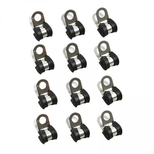 Okiyakusama Lot de 2 Lots de 12 Colliers de Serrage de Câble 3/16, Colliers de Serrage de Tuyau de Frein avec Revêtement en Caoutchouc, Colliers de Serrage de Tuy