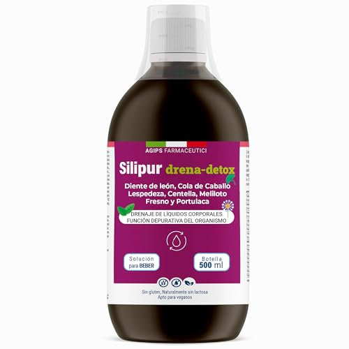 Detox Hígado Diurético Depurativo Desintoxicación Liquido Con Diente De león Cola De Caballo Vitaminas del Grupo B y Vitamina C – Agips Silipur Drena Detox 500 ml