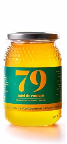 79 Setentaynueve - Miel de Romero 100% Natural | Miel Cruda y sin Pasteurizar | Color Ámbar Claro y Aroma Fresco | Sabor Dulce y Afrutado | Producción Española Artesanal (500gr)