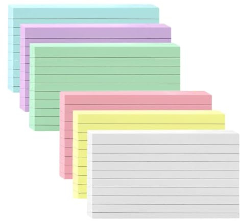 Revision Cards 300Pcs Flash Card Paper 12.7 x 7.6cm Index Cards Assorted Colours Record Cards Ruled Index Flashcards for Revision for Office School Learning Notecards Memo