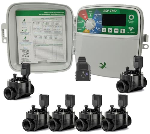 Suinga Programador de Riego Wifi 6 Zonas Exterior + 6 Electrovalvulas de 24V 1 | Riego Automatico para Jardin | Temporizador de Riego Eléctrico