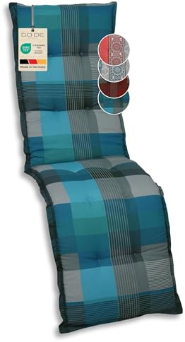 GO-DE Textil Bequeme und attraktive Polsterauflagen für Relaxliegen (Einzelset, Karo Petrol, Relaxauflage)
