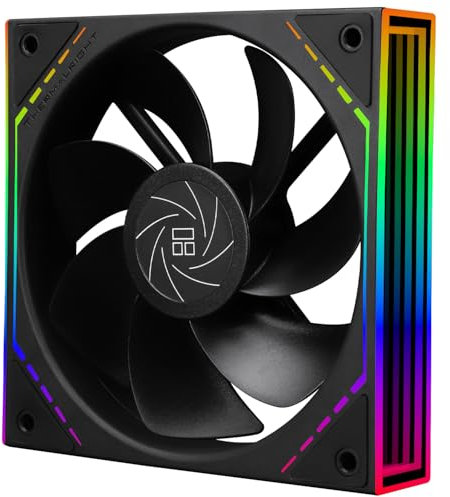 Thermalright TL-M12R CPU Fan 120mm Case Cooler Fan ARGB, 4pin PWM Connector Silent Computer Fan with S-FDB Bearing,Desktop Cooling Fan has Both Sides ARGB Mirror Light Effect, Inverted Fan(TL-M12R)