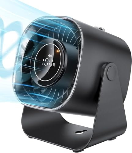 EasyAcc® Air Circulator Turbo Fan- 6000mAh Rechargeable Desk Fan Quiet With 5m/s,100 Speeds,3-21h,Type C Portable Powerful For Travel,Bedroom,Office,Camping,Bathroom,Kitchen Black