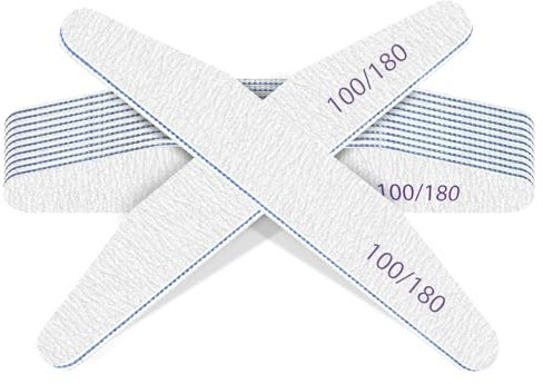 MOXYOY 10 Pieces Lime a Ongle, 100/180 Grit Limes a Ongles Professionnelle, Double Sided Washable pour la Home & Nail Salon