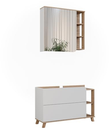 Vicco Badmöbel-Set Karen, Sonoma/Weiß, 100 cm