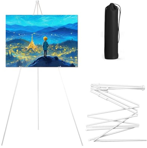 YYTECH Portable Folding Easel Display Easel Stand for Wedding Sign Adjustable 168cm Tall Metal Poster Easel Collapsible Floor Tripod for Display Show, Wedding, Painting
