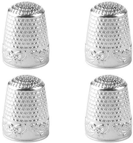 Lotsdonxia Set di 4 ditali in metallo e rame, resistenti per cucire, lavorare a maglia, trapuntatura e ricamo, resistenti alla ruggine, regolabili, strumenti per cucire a mano (argento)