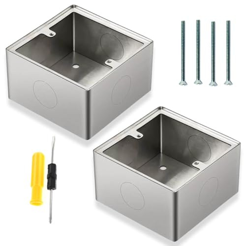 Acmerota Caja empotrada de acero inoxidable para montaje en superficie, caja empotrada de 40 mm, 1 grupo, montaje en superficie profundo, caja empotrada para placa frontal de red,86 x 86 x 40 mm