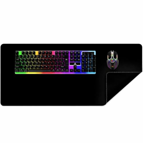 Alfombrilla para Ratón y Teclado - Alfombrilla XXL de Gran Tamaño: 900 X 450 mm. con Base de Caucho Antideslizante e Impermeable y Bordes Reforzados. Ideal como Tapete de Escritorio o Gaming (Negra)