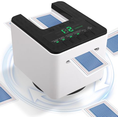 Gxpjycfob Card Shuffler and Dealer Machine, Automatic Card Dealer Machine - Random Dealing, Shuffle-Free,360° Rotating,8 Player Support, USB Rechargeable, for Poker/UNO/Games (1-2 Decks)