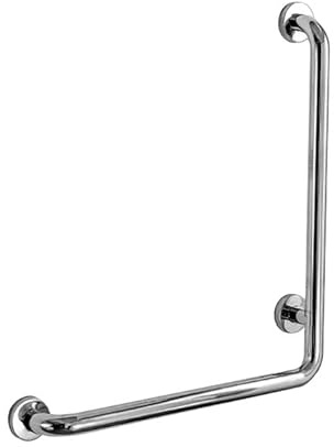 Barra de sujeción para ducha, acero inoxidable, 70 x 50 cm, en forma de L, rieles de seguridad en ángulo vertical, pasamanos de esquina antideslizante montado en la pared para personas mayores con