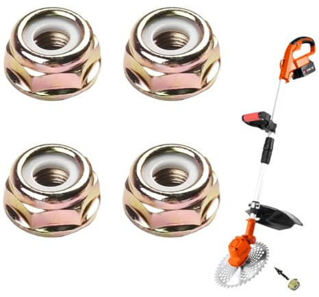 4 Stück Messermutter M10 x 1,25, Trimmerklingenmutter, Ersatzmutter-Set, Muttern Linksgewinde,Rasentrimmer Kopfadapter,Universelles Zubehör für Gartenwerkzeuge, für Rasentrimmer und Freischneider