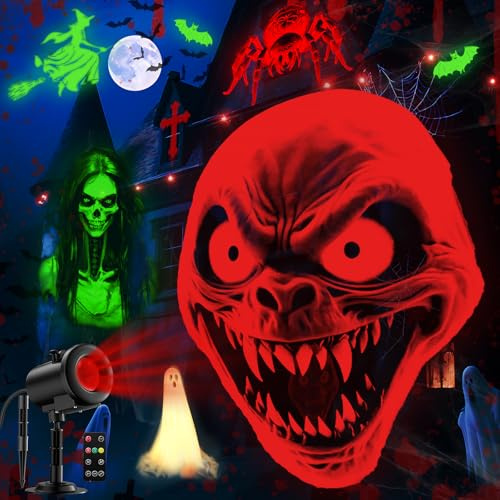 12 in 1 Christmas Projector Outdoor,3D Dynamic Christmas Decorations,Clearer Santa Sleigh/Nativity/Ghost/Spider/Bat HD Patterns,Waterproof for Window Wall Garage Party Holiday Decor