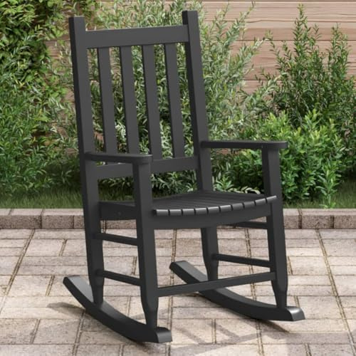 BOWEKAM Muebles, sillas, mecedoras, mecedoras para niños, madera maciza de álamo, color negro