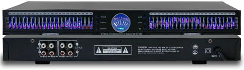 DOJBK 22-Band-Audio-Equalizer, Grafischer Equalizer, Zweikanal-1u-Rackmontage, Mit 10 Voreingestellten Effekten, Automatischer Rauschunterdrückung, Für HiFi-Heimtuning