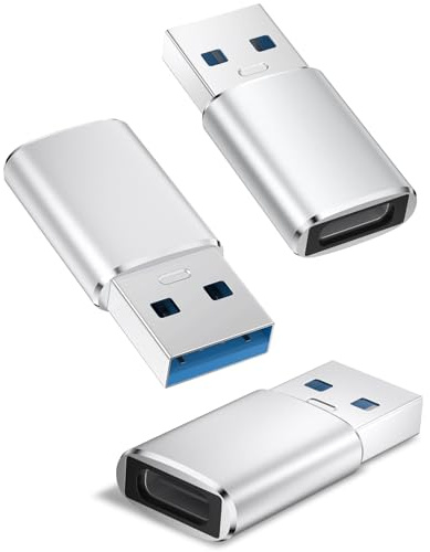 Mugust Adaptador USB 3.0 a USB C 3 Pack,USB C Hembra a USB Macho Convertidor Adaptador para iPhone 16 15 Pro MAX,CarPlay,AirPods,iPad,MacBook,Samsung Galaxy S24 S25 Ultra(Plata)