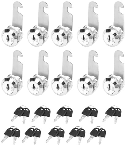 YKUKIZEE 10PCS 16mm Cam Lock Keyed Alike, Locker Lock Post Box with Key | Tool Box Lock with 20 Keys, 5/8 Inch Mailbox Lock Replacement, for Drawer, Cupboard, Furniture