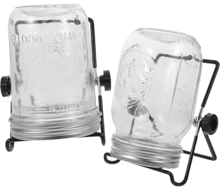 IWOWHERO 2 Set Barattoli Germogliatori con Coperchi Filtranti in Acciaio Inossidabile per Germogliazione Rapida Supporto Organizzatore per Coltivazione Microgreens e Conservazione Semi in