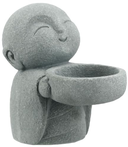 Besportble Buddha Kerzenhalter Aus Harz Zen Candlestick Mit SüßEr Buddha Figur Dekorativer Teelichthalter FüR Wohnzimmer Und Tischdekoration 3.54X3.46X2.17 Zoll