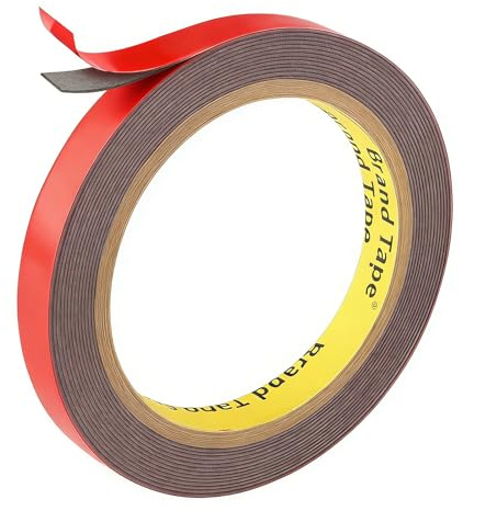 Ruban adhésif double face 13 mm x 4,7 m noir, ruban adhésif double face épais et résistant, ruban adhésif extra fort et imperméable, idéal pour les bandes LED automobiles, applications intérieures et