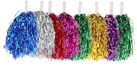 Didiseaon Pompons de Cheerleading avec Poignée Lot de 8 Légers en PE Couleur Aléatoire Accessoires pour Équipes Scolaires et Événements Sportifs de Soutien