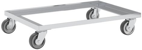 Certeo | Plateau roulant en aluminium | force 200 kg | roues en polypropylène gris