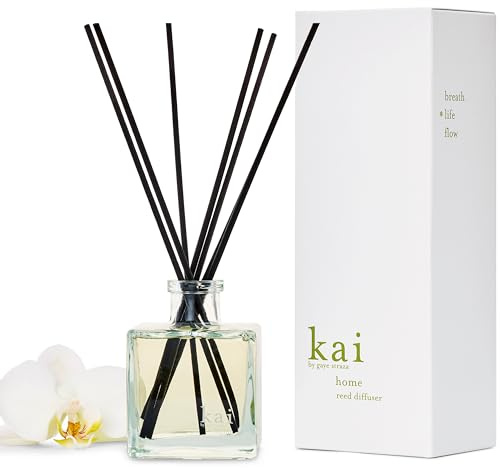 kai reed diffuser – a fresh, beautiful, light gardenia scent wrapped in white exotics, 6.75 fl oz | long lasting, serene, vegan, clean and inspired by memories of Hawaiian vacations
