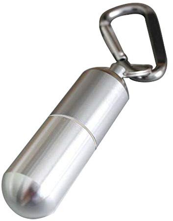Fayelong Pill Case Box Mini Waterproof Aluminium Alloy Pocket Toothpick Capsule Holder Container with Key Ring/Carabiner/Silicone Sealing Ring