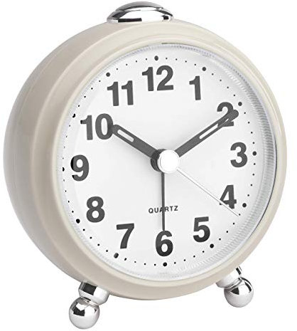 TFA Dostmann Analoger Wecker, im Retro Look, geräuscharmes Uhrwerk, Kunststoff, Beige, (L) 83 x (B) 53 x (H) 92 mm
