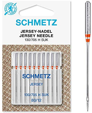 SCHMETZ | 10 Nähmaschinennadeln | Jersey | 130/705 H SUK | Nadeldicke 80/12 | auf jeder gängigen Haushaltsnähmaschine einsetzbar