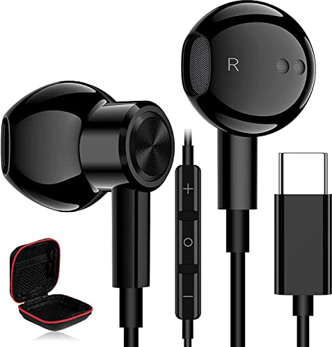 iMangoo Écouteurs USB C pour iPhone 17 17e 16 Galaxy A17,Magnétique Casque | HiFi Stéréo Écouteurs à Isolation Sonore avec Micro et du Volume pour Samsung A16 A26 S26 Pixel 10Pro 10a pour Poco X8 Pro