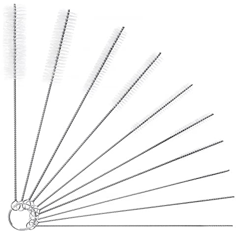 LEBEXY Reinigungsbürsten Flasche Flaschenbürste | Milchschlauchbürste | Nylon Schlauchbürste Set | Flaschen Reiniger für Reagenzgläser/Reinigen/Teekanne/Düse Trinken/Strohhalme, 10 Stück Weiß