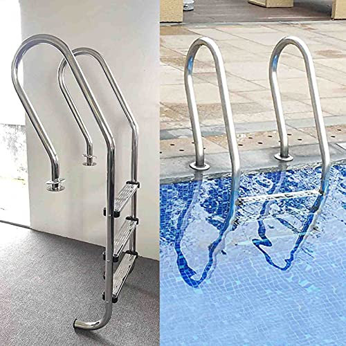 HOBIRD Scaletta per Piscina con 3 Pedali Antiscivolo - Kit Completo - Corrimano per Piscina in Acciaio Inox 304 Facile da installare capacità di carico 160 kg