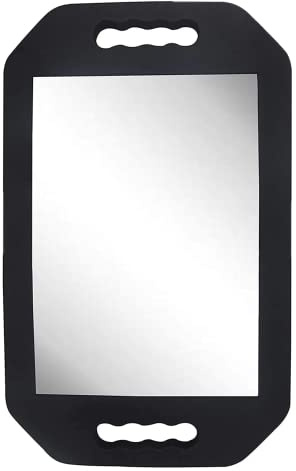 HREW Handle Mirror Large Rectangular Hand Held Mirror with Double Handle - Lightweight Hair Salon Equipment Hairstylist and Barber Accessories (1Pcs Rectangle)