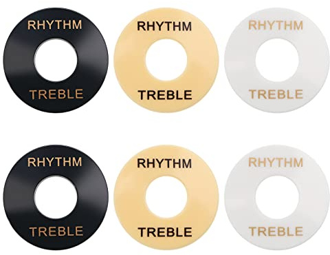 YINETTECH 6Pcs Guitar Toggle Switch Plates - Black, White, Cream - Plastic - Screw Terminal - OFF-NONE-ON Operation - Panel Mount