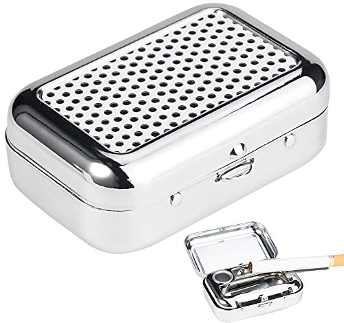 1 Stück Mini Mobiler Aschenbecher für Draußen, Reiseaschenbecher, Taschenaschenbecher für Unterwegs Geruchs-dicht, Quadratischer Metall-Aschenbecher für Camping, Rauchen im Innen-Oder Außenbereich