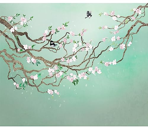 murando - Fototapete Vlies Vögel am Ast, 350x256 cm, Schlafzimmer, Full HD | Full HD Druck, 3D-Effekt, lichtbeständige Farben, ideal fürs Wohn- oder Schlafzimmer, schnelle Montage, lichtbeständig, edel