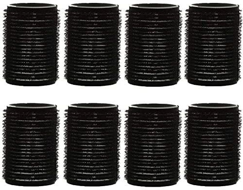 AKH® Lockenwickler | 8 Stück | schwarze große Lockenwickler 50 mm | für kurze und lange Haarsalons, Haarstyling, Wellen und Locken | selbstgreifende Halterollen für Männer, Frauen, Kinder |