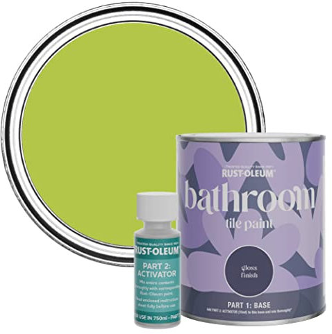 Rust-Oleum Green Water-Resistant Bathroom Tile Paint in Gloss Finish - Key Lime 750ml