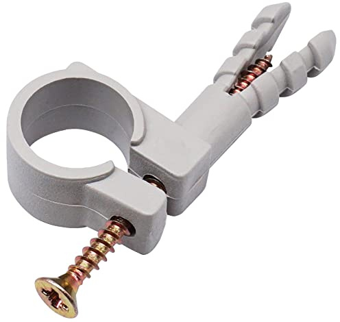 (20 Stück) graue Kunststoffschellen für 13-15 mm Rohre, Schlauchaufhänger, Rohrschellen, Rohrhalter